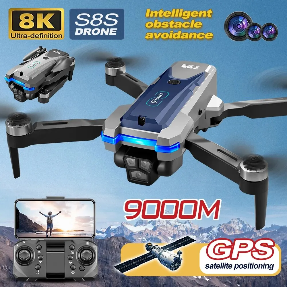 Drone Mapping - Складной Квадрокоптер S8S, GPS, Wi-Fi, 8K